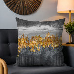 Minimalist Gold Grey Abstract Brushstrokes Modern Throw Pillow<br><div class="desc">Minimalist Gold Grey Abstract Brushstrokes Modern Throw Pillow Cushion features a stylish grey abstract brushstrokes with golden textured pattern. Perfect for your home or as a gift. Designed by ©Evco Studio www.zazzle.com/store/evcostudio</div>