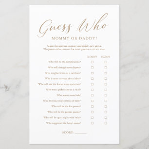 Minimalist Gold Guess Who Mommy or Daddy Game