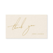 Minimalist Gold Handwritten Script Beige Thank You