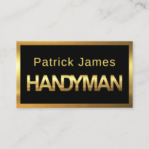 Minimalist Gold Handyman Signage Frame Business Card
