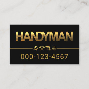 Minimalist Gold Handyman Tools Line Business Card