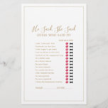 Minimalist Gold He Said She Said Game Flyer<br><div class="desc">This minimalist gold "he said she said" game is perfect for a simple wedding shower. The modern romantic design features classic gold and white typography paired with a rustic yet elegant calligraphy with vintage hand lettered style. Customizable in any colour. Keep the design simple and elegant, as is, or personalize...</div>