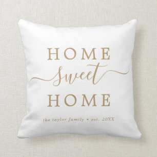 Minimalist Gold Home Sweet Home Housewarming Throw Pillow