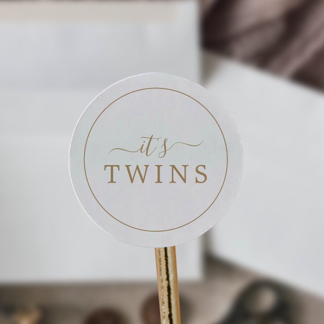 Minimalist Gold It's Twins Baby Shower Sticker (Creator Uploaded)
