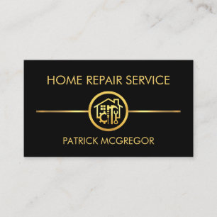 Minimalist Gold Line Construction Tool Business Card