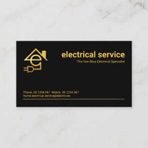 Minimalist Gold Line Electrician #ZazzleMade Business Card