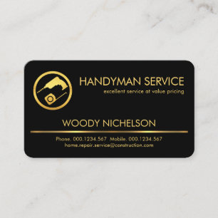 Minimalist Gold Line Hand Drill Business Card