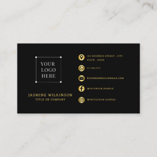 Minimalist Gold Logo Black Business Card