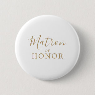 Minimalist Gold Matron of Honour Bridal Shower 2 Inch Round Button