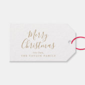 Minimalist Gold Merry Christmas Family Holiday Gift Tags (Front (Horizontal))