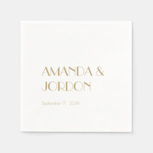 Minimalist Gold Modern Art Deco Wedding Cocktail Napkin