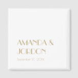 Minimalist Gold Modern Art Deco Wedding Magnet<br><div class="desc">This minimalist gold modern art deco wedding magnet presents both an elegant, black tie formal, and a casual, simple design for a traditional or more rustic marriage celebration. The plain, neutral gold and white layout with unique, classic typography alludes to minimal boho or classy retro making it a perfect design...</div>