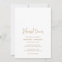 Minimalist Gold Modern Wedding Rehearsal Dinner