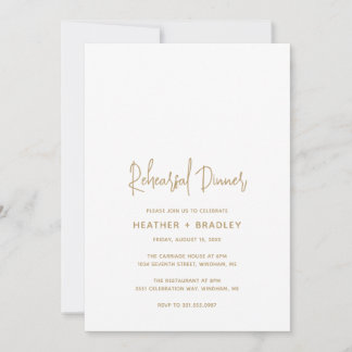 Minimalist Gold Modern Wedding Rehearsal Dinner Invitation
