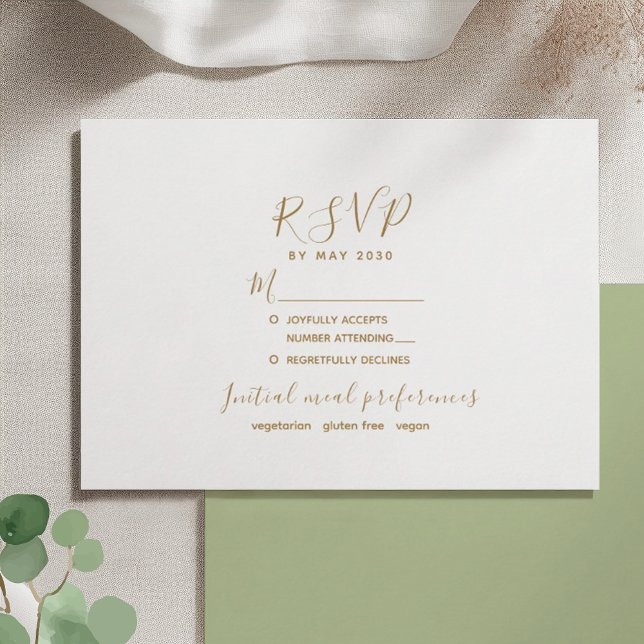 Minimalist Gold Modern Wedding RSVP Card (Creator Uploaded)