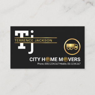 Minimalist Gold Monogram Lines Logistics Driver Business Card