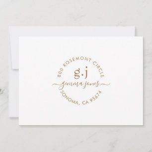 Minimalist Gold Monogram Script Name Card