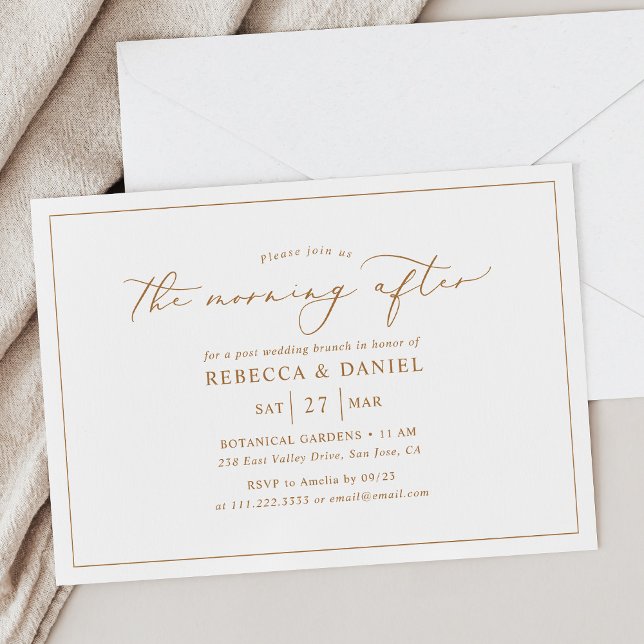 Minimalist Gold Morning After Wedding Brunch Invitation (Creator Uploaded)