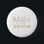 Minimalist Gold Mother of the Groom Bridal Shower 2 Inch Round Button<br><div class="desc">This minimalist gold mother of the groom bridal shower button is perfect for a simple wedding shower. The modern romantic design features classic gold and white typography paired with a rustic yet elegant calligraphy with vintage hand lettered style. Customizable in any colour. Keep the design simple and elegant, as is,...</div>