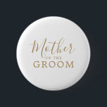 Minimalist Gold Mother of the Groom Bridal Shower 2 Inch Round Button<br><div class="desc">This minimalist gold mother of the groom bridal shower button is perfect for a simple wedding shower. The modern romantic design features classic gold and white typography paired with a rustic yet elegant calligraphy with vintage hand lettered style. Customizable in any colour. Keep the design simple and elegant, as is,...</div>