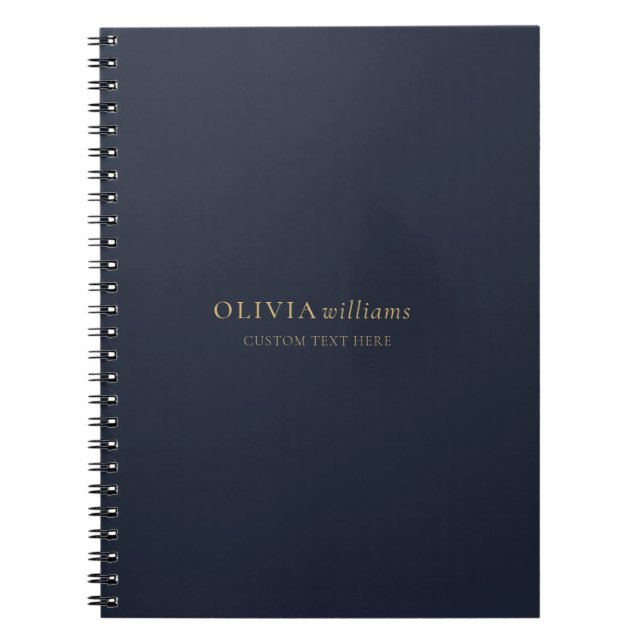 Minimalist Gold Navy Blue Simple Professional Notebook (Front)