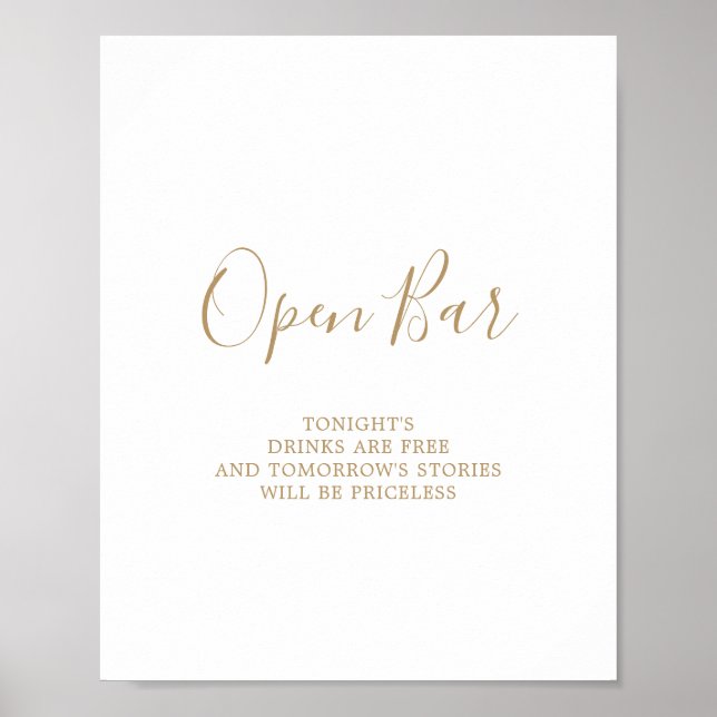 Minimalist Gold Open Bar Sign (Front)