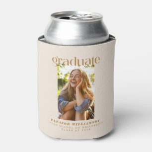 Minimalist Gold Photo Graduate Personalized Can Cooler