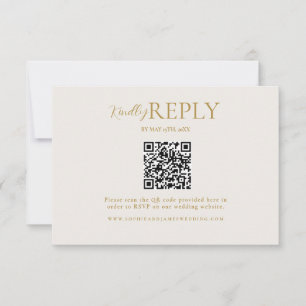 Minimalist Gold QR Code Calligraphy RSVP Card