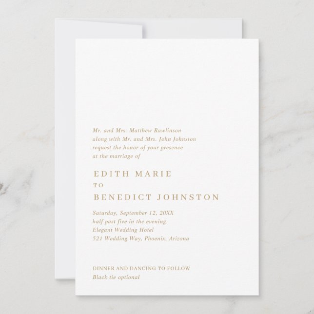Minimalist Gold QR Code Modern Wedding Invitation (Front)