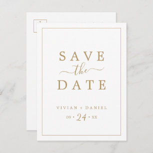 Minimalist Gold Save the Date Invitation Postcard
