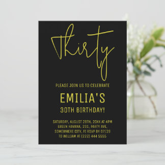 Minimalist Gold Script | Thirtieth Birthday Thank You Card