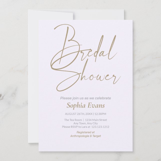 Minimalist Gold Silver Magnolia Bridal Shower Invitation (Front)