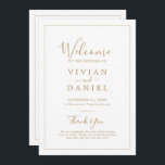 Minimalist Gold Simple Printable Wedding Program<br><div class="desc">This minimalist gold simple printable wedding program is perfect for a simple wedding. The modern romantic design features classic gold and white typography paired with a rustic yet elegant calligraphy with vintage hand lettered style. Customizable in any colour. Keep the design simple and elegant, as is, or personalize it by...</div>