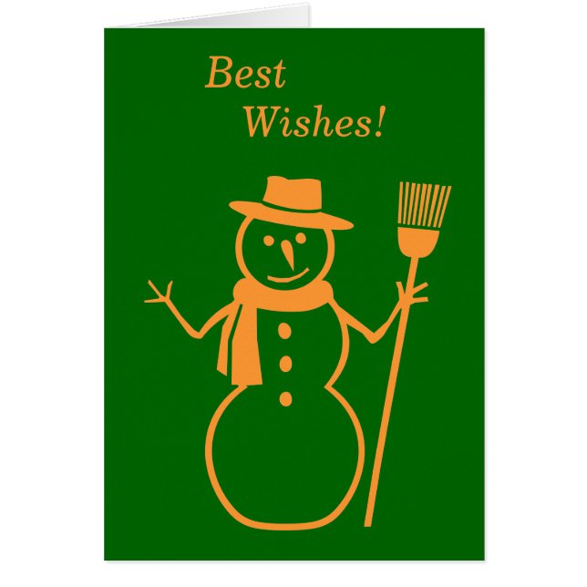 minimalist gold snowman with broom for christmas (Front)