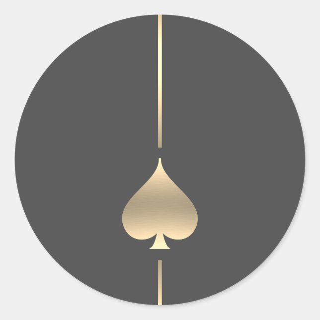 Minimalist Gold Spade Symbol Classic Round Sticker (Front)