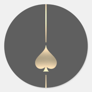 Minimalist Gold Spade Symbol Classic Round Sticker