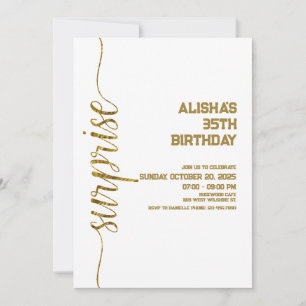 Minimalist Gold surprise birthday Invitation