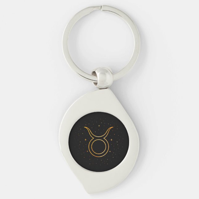 Minimalist Gold Taurus Zodiac Keychain Gift (Front)