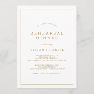 Minimalist Gold Typography Rehearsal Dinner Invitation