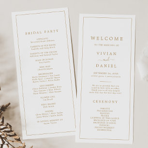 Minimalist Gold Typography Wedding Program
