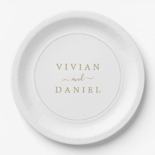Minimalist Gold Wedding Cake Paper Plate