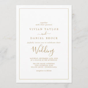 Minimalist Gold Wedding Invitation