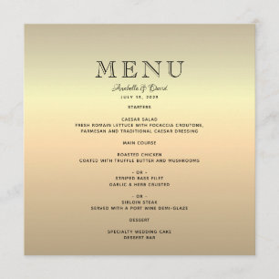 Minimalist Gold Wedding Menu