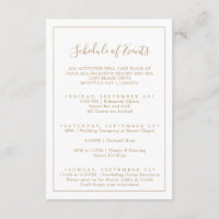Minimalist Gold Wedding Weekend Schedule of Events