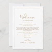 Minimalist Gold Wedding Welcome Letter & Itinerary