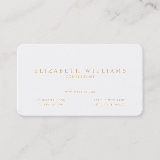 Minimalist Gold White Professional Business Card (Front)