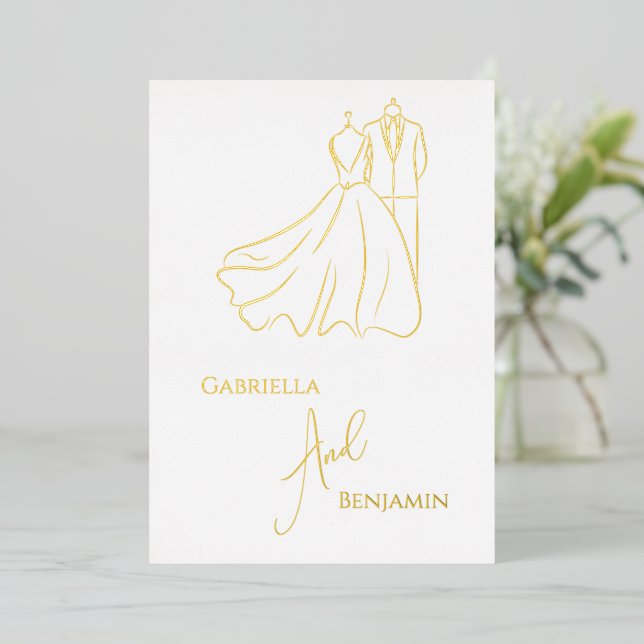 Minimalist Gold White Script Formal Wedding (Standing Front)