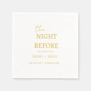 Minimalist Gold & White The Night Before Wedding  Napkin