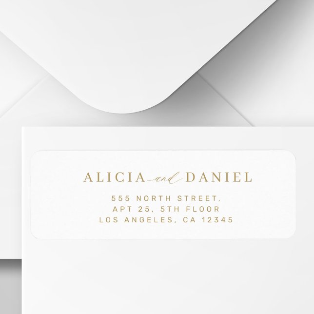 Minimalist gold white wedding return address (Creator Uploaded)