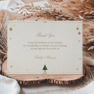 Minimalist Golden Festive Winter Glow Thank You Card
